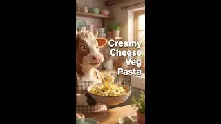 Creamy Cheese Veg Pasta | Cozy Animated Cooking with Mama Cow Chef 🧀🍝