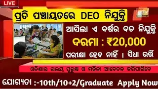 Odisha panchayat level DEO recruitment//Odisha govt jobs 2022//Odisha job 2022//Odisha jobs