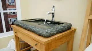 Marmor - Waschbecken Kotak schwarz 70 cm mit Armaturenloch - 40369