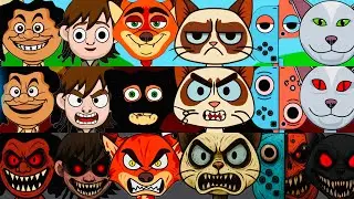 Incredibox Sprunki OC Phase 1 to Phase 3 Grumpy Cat, Nintendo Switch, Laughing Cat, Maui, Hiccup