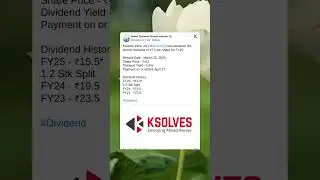 Ksolves India Ltd has declared 3rd Interim Dividend for FY25. #StockMarket #News #Dividend