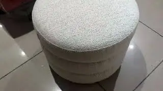 Modern Round Ottoman Making | Stylish Fabric Stool with Wooden Base