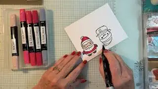 Festive Friends by Stampin' Up! pink snowman wreath card and fun fold card tutorial 10 28 25