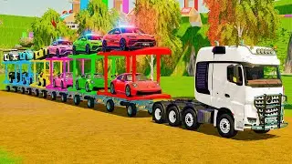 TRIPLE TRAILER EMERGENCY TRANSPORT! 4X4 POLICE, SHERIFF, AMBULANCE & FIRE TRUCKS | FS22