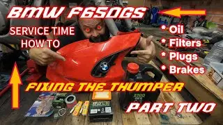 Bmw f650gs how to do a service , oil change , oil filter , air filter , spark plugs , brakes