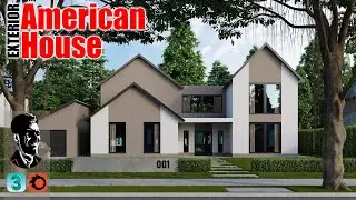 The American House - Exterior Tutorial - Sketch - 3Ds Max Corona Renderer - Photorealistic Render