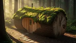 Building a Secret Tree Trunk House in the Forest 🌲 | ASMR Nature Sounds