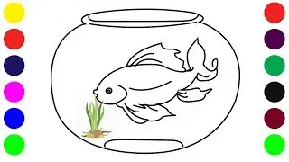 How To Drawing An Aquarium With Fish || How to draw a Fish Aquarium for children|| Fish and Aquarium