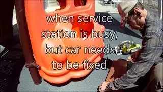 hood repair on playground; when service station is busy, but car needs to be fixed
