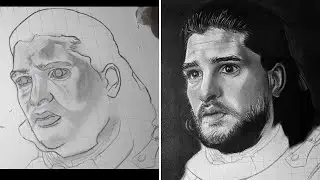 How to Shade face with charcoal pencil Timelapse