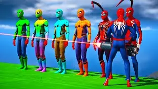 GTA 5 Epic Ragdolls RED SPIDERMAN vs Colorful Spider-Mans EP.37 (Euphoria Physics & Funny Fails)