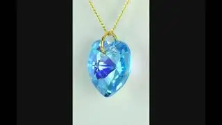 Aqua Blue Crystal Necklace Gold Heart Pendant Austrian Crystal Jewellery 9ct Gift