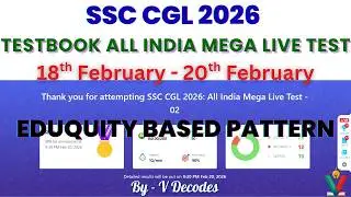 TESTBOOK All India Mega Live Test Toady 18th - 20th February🎯 | Eduquity Based Pattern | #ssccgl2026