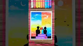 ❤️ Separated by Time, Connecting by Love | Beautiful Day & Night Drawing | Oil Pastel Art #oilpastel