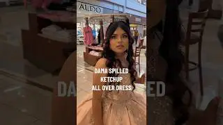 Дама пролила кетчуп на всё платье 😭
