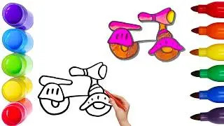 How To Draw cute scooter Drawing, Painting & Coloring For Kids and Toddlers_ Child Art 🐋🌈🎨