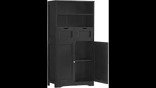 TEENFON Bathroom Storage Cabinet, Black Review - Pros & Cons - TEENFON storage cabinet