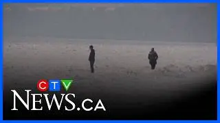 Dozens of people, including snowmobile operator, venture onto unpredictable Lake Erie ice