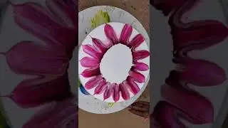 How to paint a Dahlia Flower with a Spoon~Creative Acrylic Pour Painting Technique for Beginners