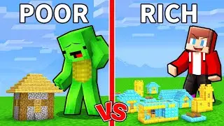 Mikey and JJ Built POOR vs RICH Tiny Village in Minecraft (Maizen)