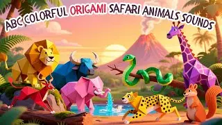 ABC Colorful ORIGAMI Safari Animals Sounds Song  | Little Dinos Learn | ABC Song | Colors Song