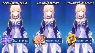 Kokomi - Ocean Hued Calm vs Maiden Beloved vs Tenacity of Millelith - Artifact Comparison