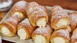 Cone de massa folhada recehado com creme: doce irresistível pronto em poucos minutos!