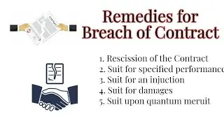 Remedies for Breach of contracts -suit for damage ,suit for recession, qantum merit |Tamil