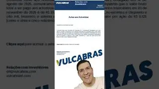 Vulcabr&aacute;s confirma valor de pagamento de Dividendos!!!#Vulcabras #VULC3 #JCP #Dividendos #Proventos