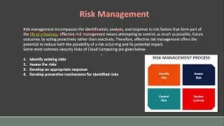 Security in Cloud Computing| Risks in cloud Computing, Risk Management, Enterprise-wide Risk