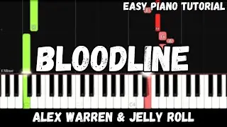 Alex Warren - Bloodline ft. Jelly Roll (Easy Piano Tutorial)