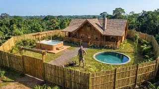 Building a Cozy Wooden House in the Rain | Deep Jungle ASMR 
