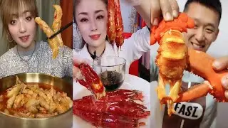 ASMR Super Spicy Chicken Legs, MUKBANG Spicy Yummy Shrimps, Super Chinese Big Lobster Eating Show
