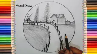 Simple Farm Landscape Drawing with Just One Pencil | Relaxing Black and White Art Tutorial✏️