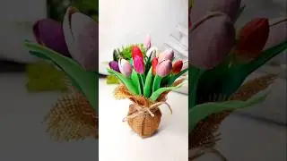 Pista shells craft ideas|tulip flower making using pista shells| #pistashells #crafts #viral #shorts