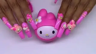 My Melody Kawaii 3D PRESS ON NAILS TUTORIAL
