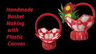 Handmade Basket Making with Plastic Canvas & Red Thread | Easy DIY Craft #diy #viralvideo 