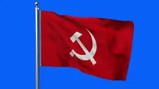 Communist Party of India FLAG ANIMATION BLUE SCREEN (4K LOOP VIDEO)