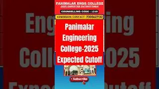 Panimalar Engineering College-2025 Expected Cutoff#panimalar #tnea2024
