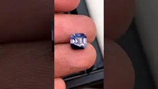 Bi Color Sapphire, unheated Emerald Cut Blue Color partitioned gemstone