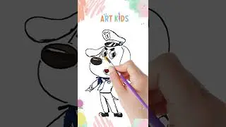 Hướng dẫn vẽ cảnh s&aacute;t trưởng laborador phần 2 | How to draw Sheriff Labrador 2 | Art Kids