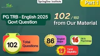 PGTRB English : 102 Govt Questions form Springline Study Material | Success behind Us