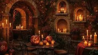 Provincial Halloween Jazz Lounge 🎃 Cozy Fall Ambience in a Provence with Pumpkins & Candlelight