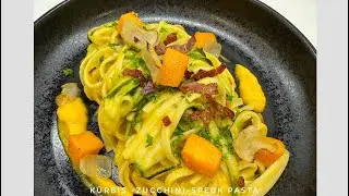 K&uuml;rbis Pasta, Pasta mit K&uuml;rbis und Speck, Pasta kochen, Schnelles Pasta Rezept, Linguine mit K&uuml;rbis