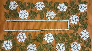 Beautiful Hand Embroidery Work| Best Embroidery Gala Design| White & Dark Green Thread Work 