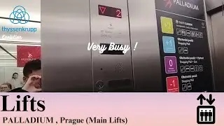 Very Busy But Large ThyssenKrupp Evolution Traction Elevator - PALLADIUM , Prague [Main Lifts]