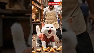 Cat Stealing Samosas || Cat Working Hard In Factory #cat #cartoon #shorts #shortvideo #animals
