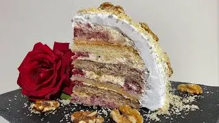 WALNUT Cake with Raspberries (ENG SUB) | Torta ORAHOV Odrezak sa Malinama