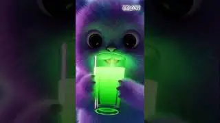 🥤 Satisfying Slurps! Cute Furry Monster Drinking Neon Energy Drink (ASMR)