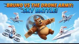 Bruno vs The Drone Army: Sky Battle! | Grizzy & the lemmings | Funny Cartoon for Kids 🚁☁️